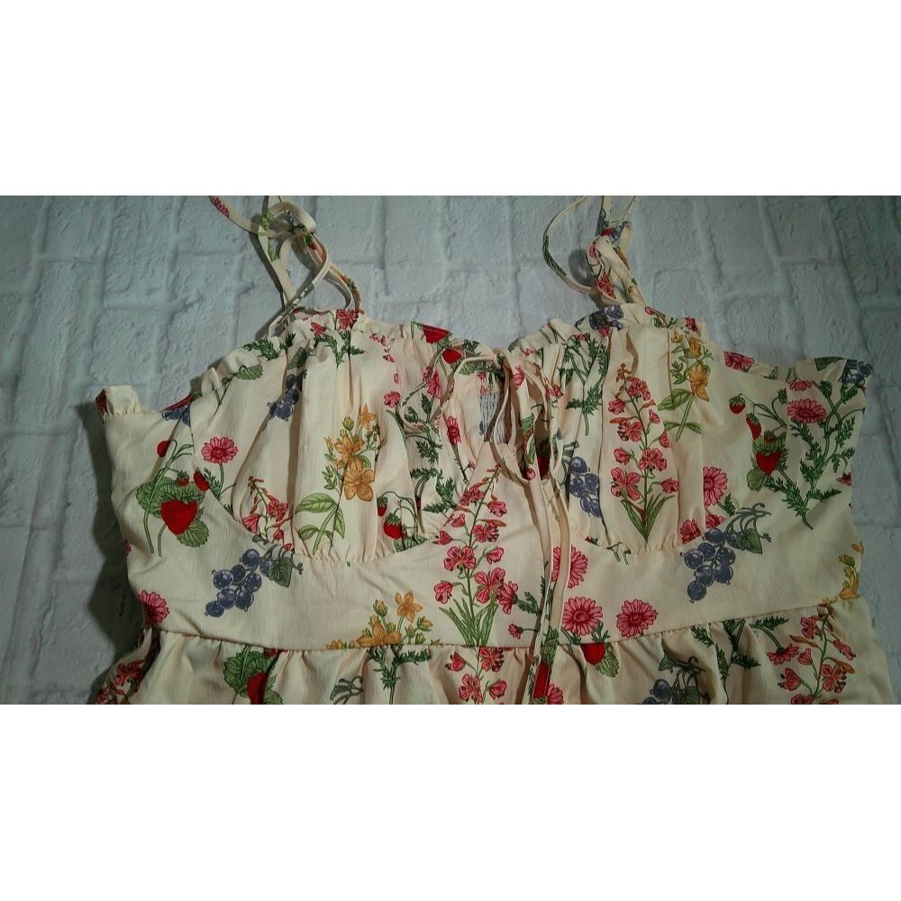Cider Womens Mini Dress 4XL Multicolor Floral Fruit Ruffle Layered Cottagecore - Picture 3 of 5